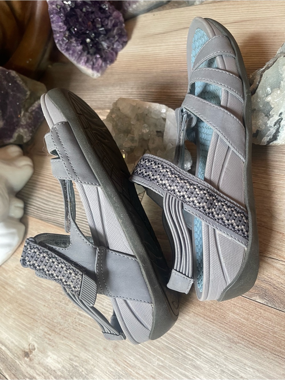 Women's Strappy Comfort Sandals in Gray - Picture 2 of 5